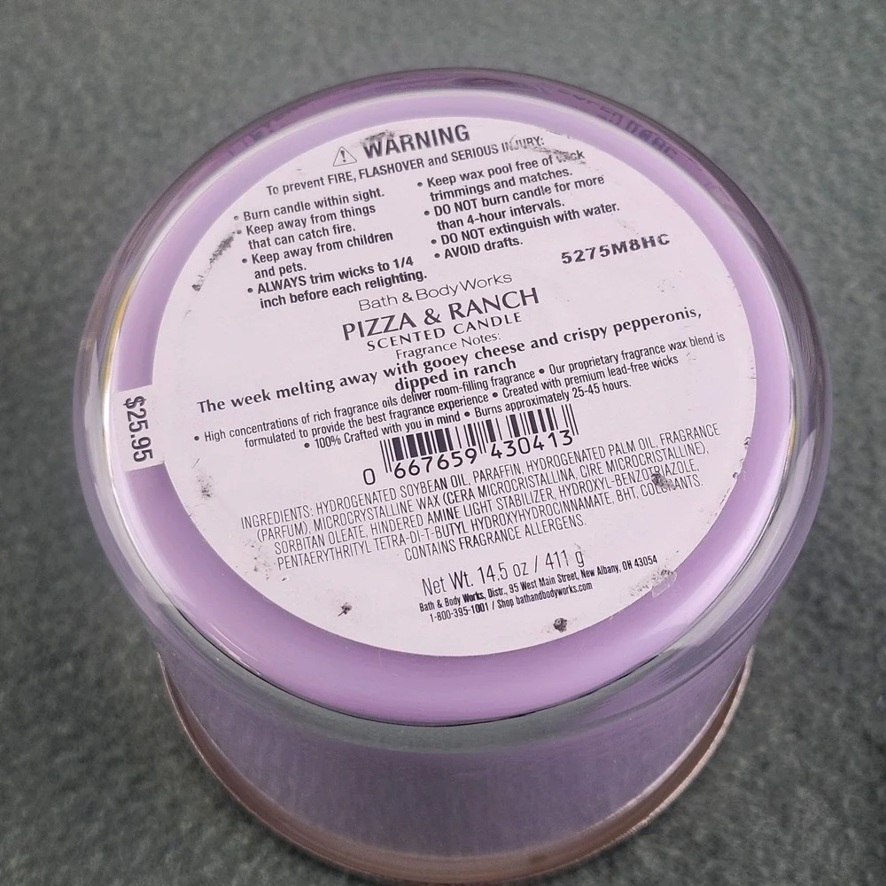 Bath And Body Works Pizza & Ranch 3-Wick Candle SUPER RARE New READ